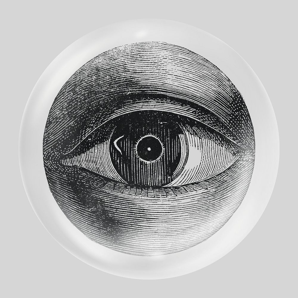 Eye illustration in bubble, vintage clipart