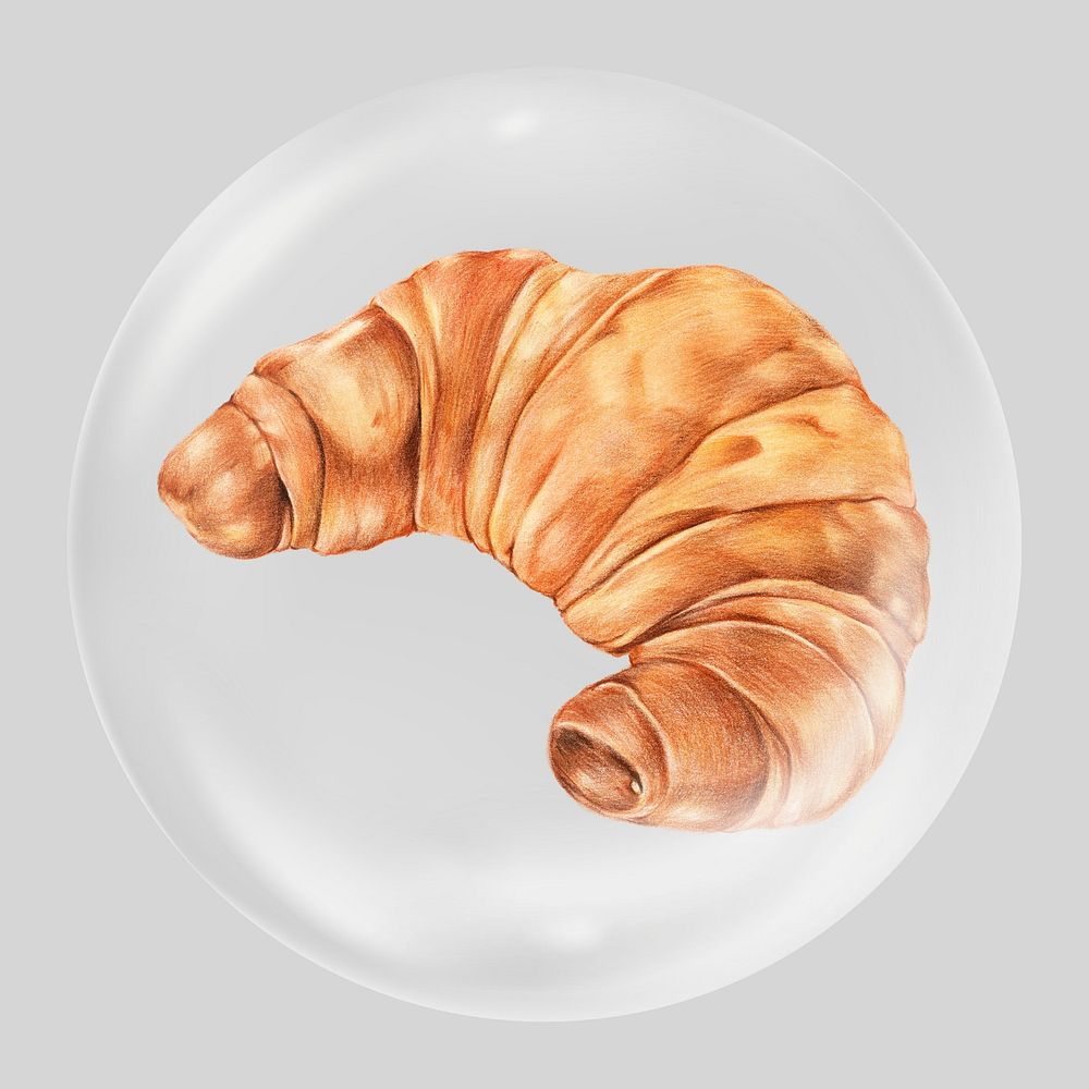 Croissant illustration bubble element, dessert clipart