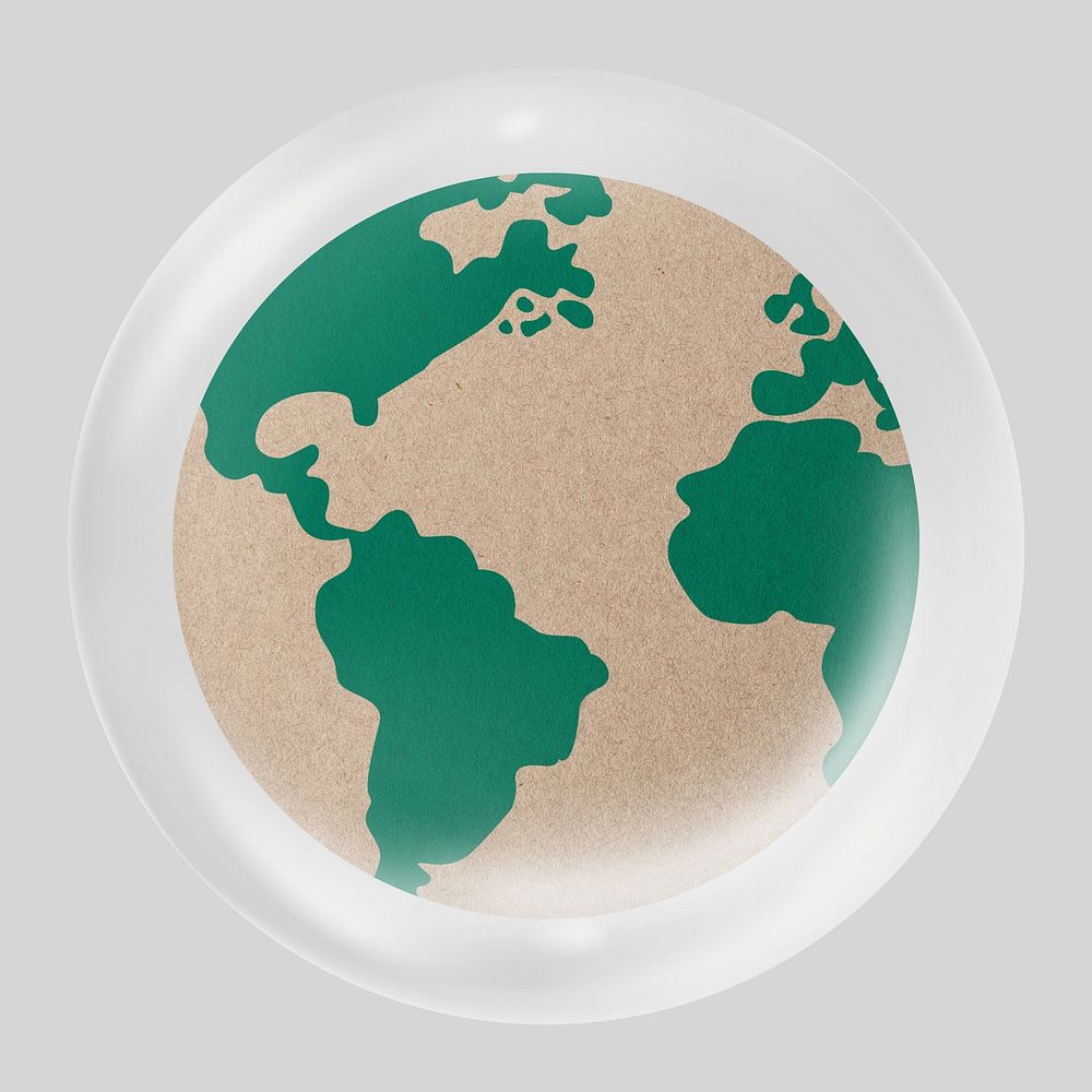 Paper Earth in bubble, eco friendly clipart
