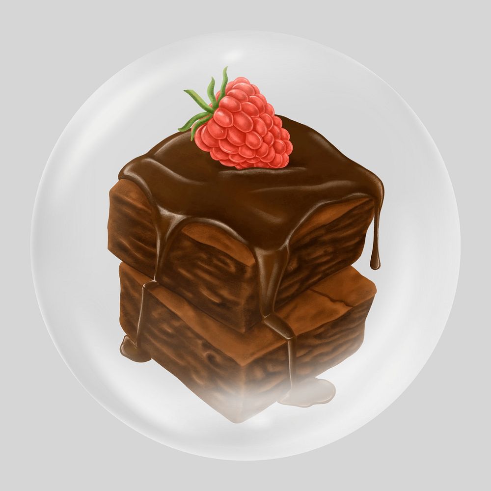 Brownies illustration bubble element, dessert clipart