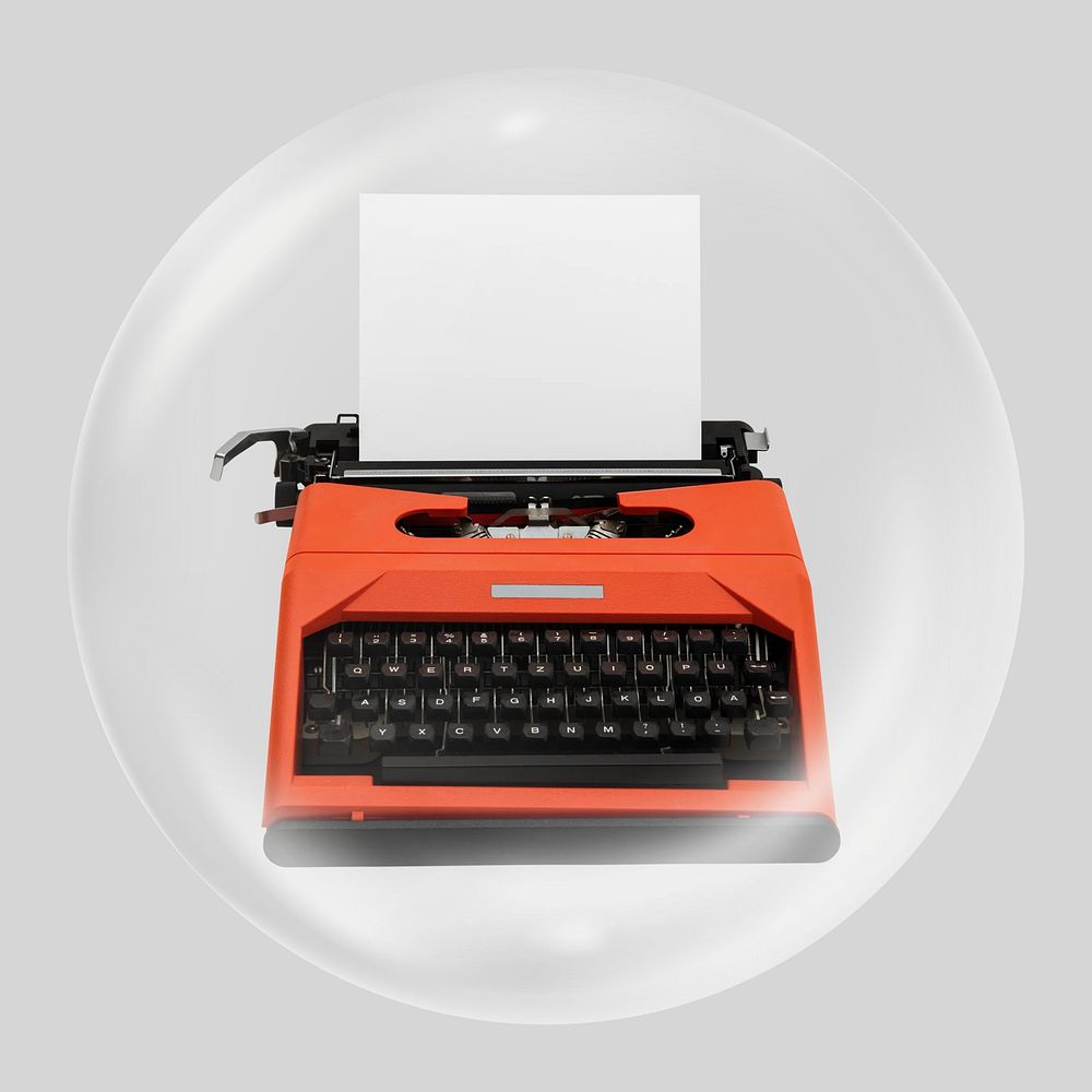 Retro typewriter in bubble