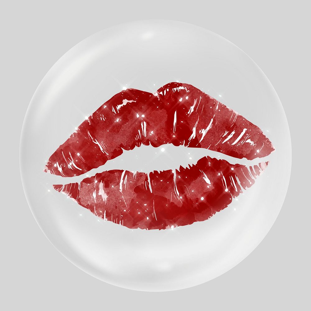 Red lips in bubble