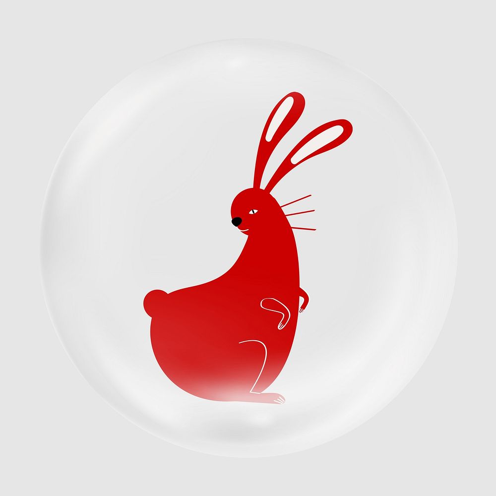 Cartoon red rabbit clear bubble element design