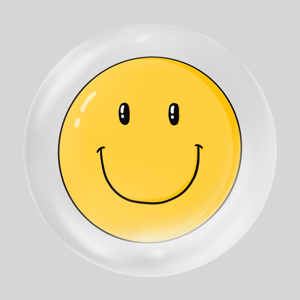 Smile face emoji clear bubble element design