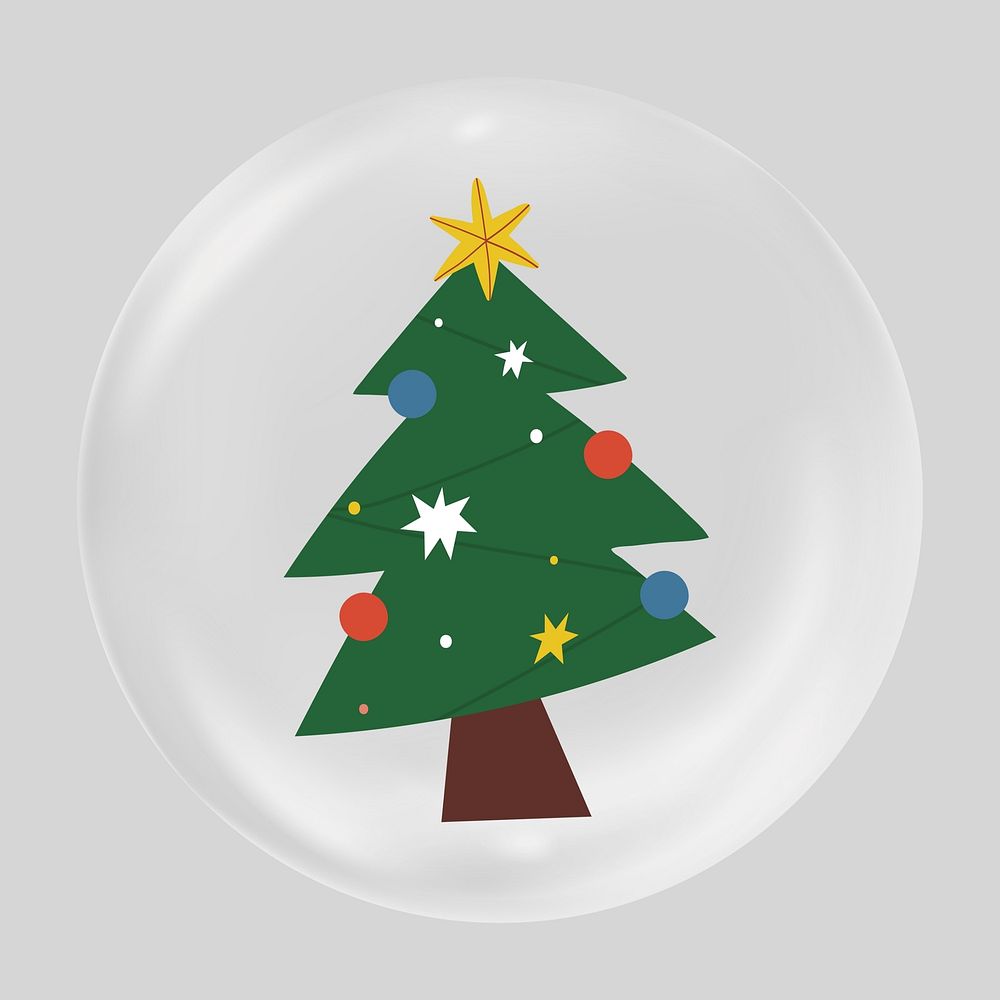 Christmas tree illustration clear bubble element design