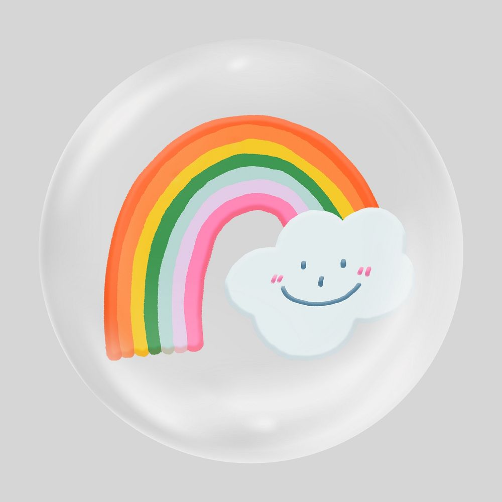 Cute rainbow cloud clear bubble element design