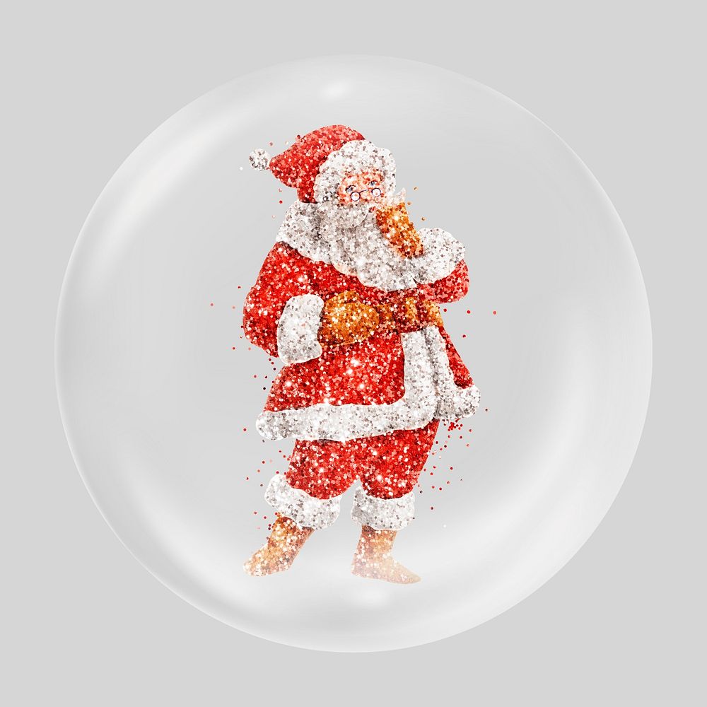 Glitter Santa Claus clear bubble element design