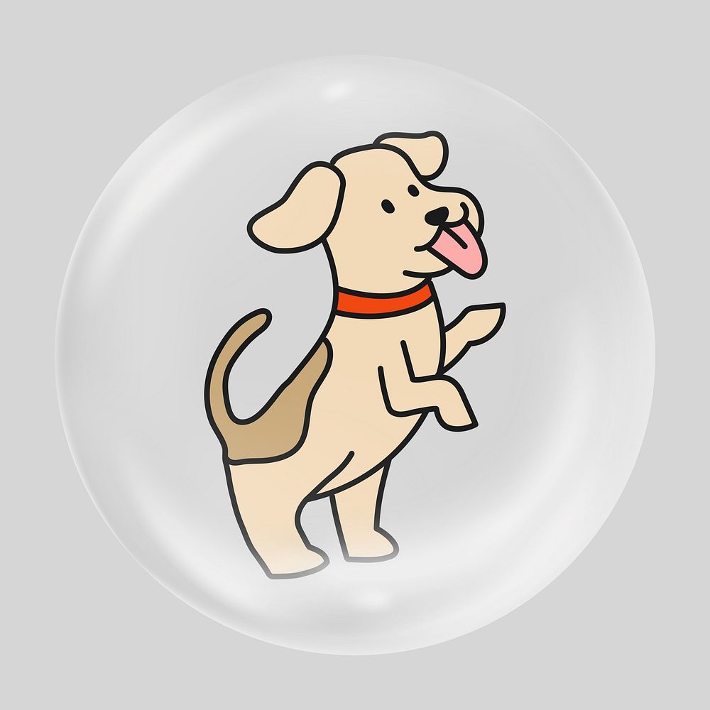 Cute dog illustration clear bubble element design