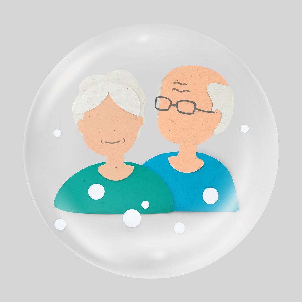 Old couple clear bubble element design