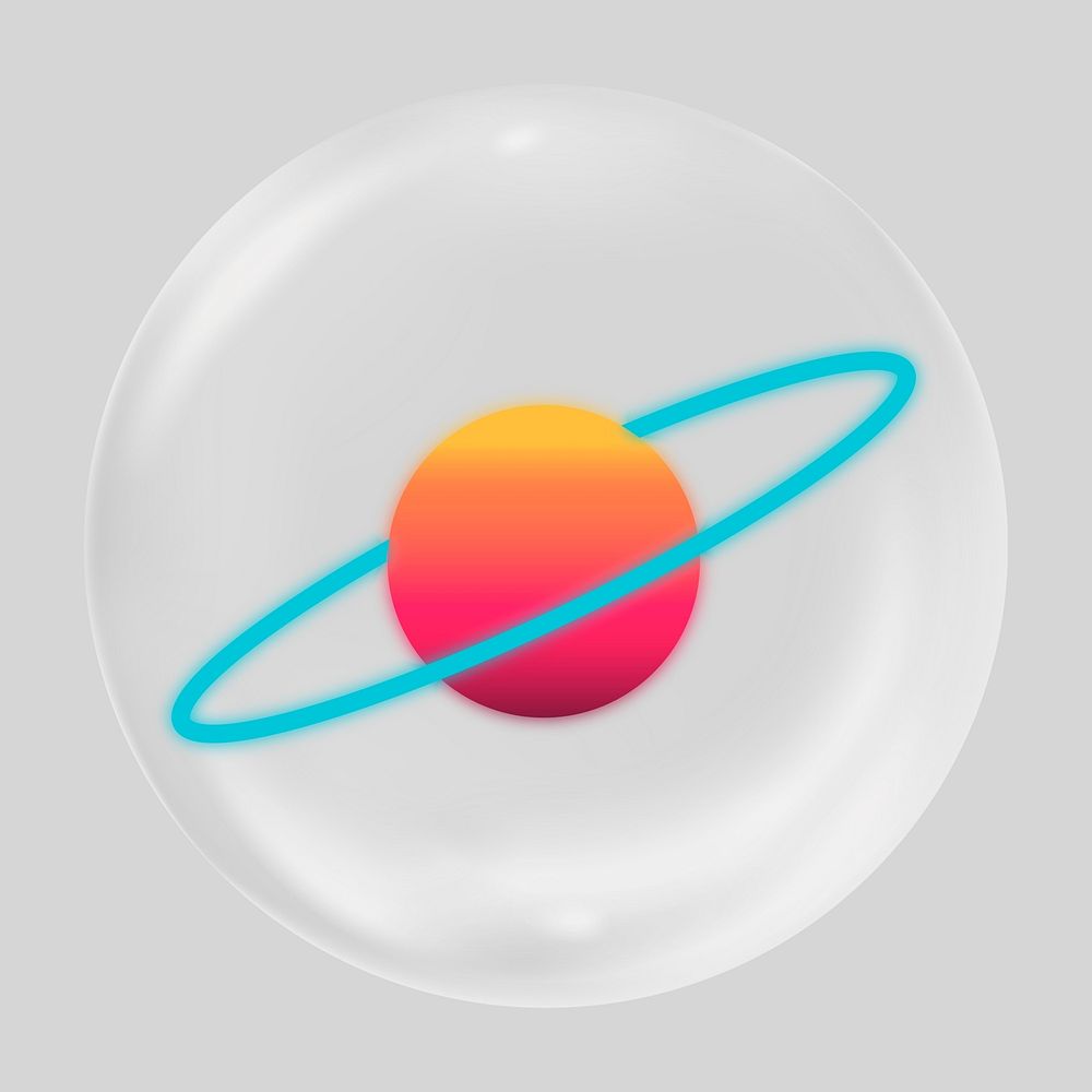 Neon Saturn clear bubble element design