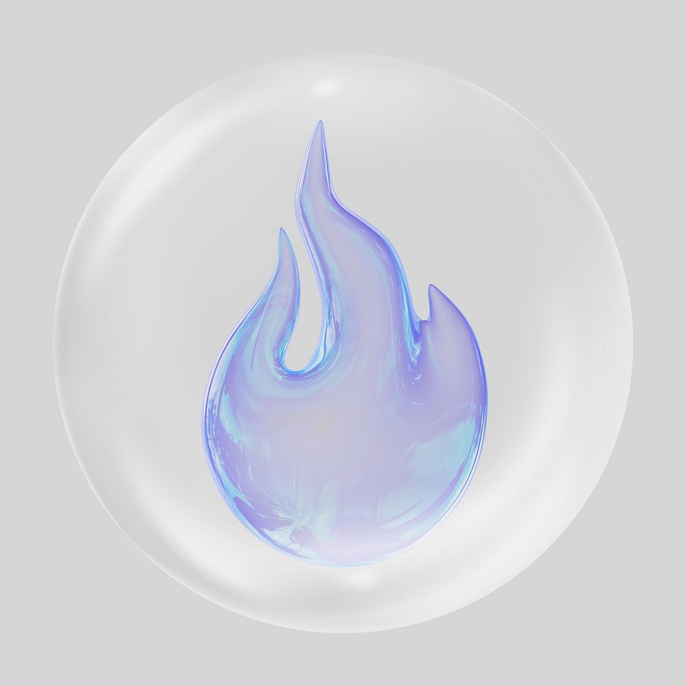 3D blue fire clear bubble element design