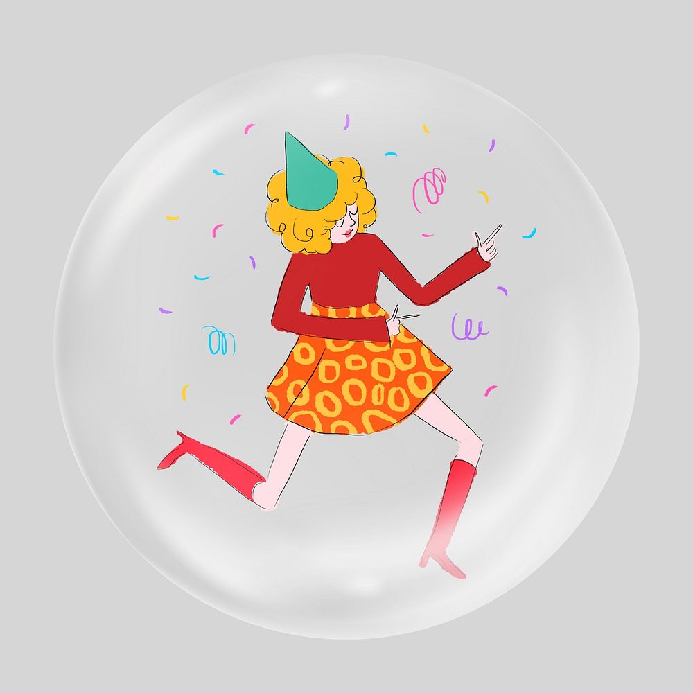 Party woman clear bubble element design