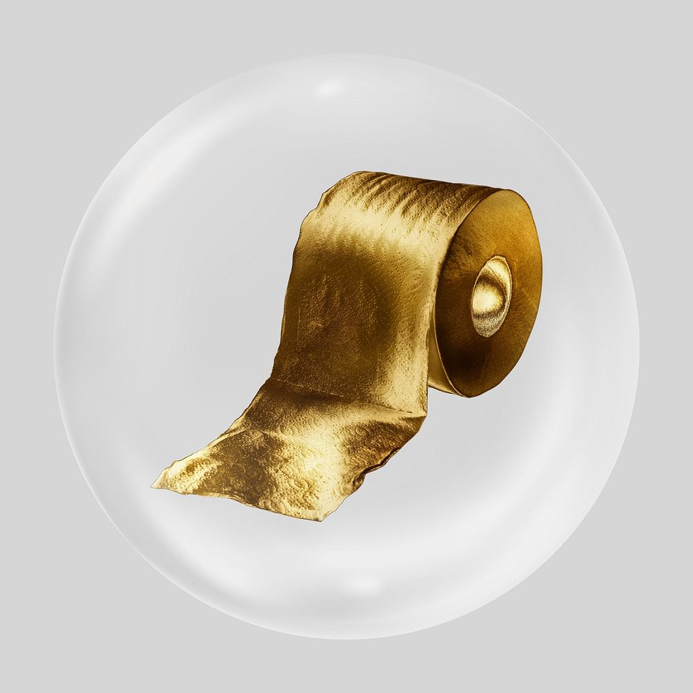 Gold toilet paper clear bubble element design