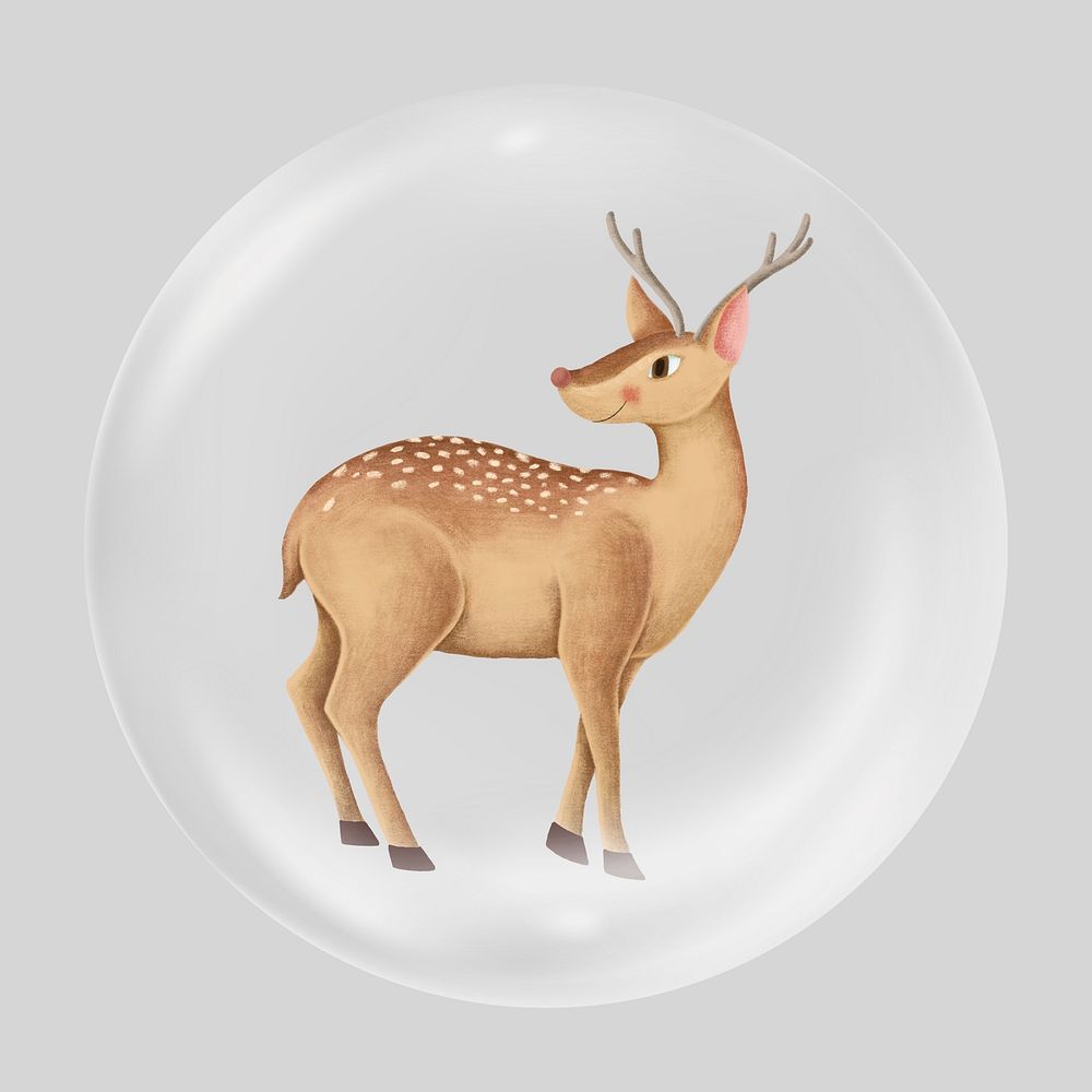 Cute deer illustration clear bubble element design