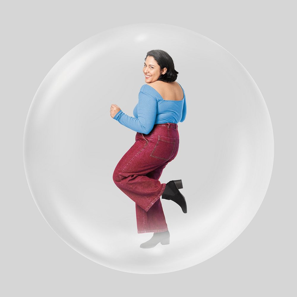 Dancing woman clear bubble element design