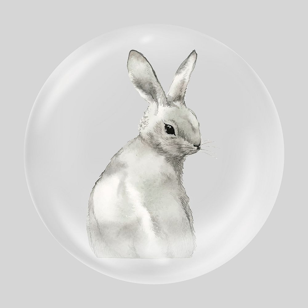 Rabbit illustration clear bubble element design