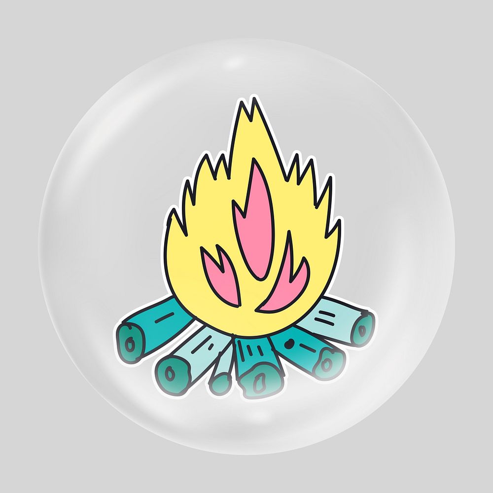 Cute cartoon bonfire clear bubble element design
