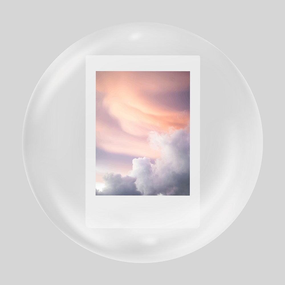 Cloudy sky instant photo frame clear bubble element design