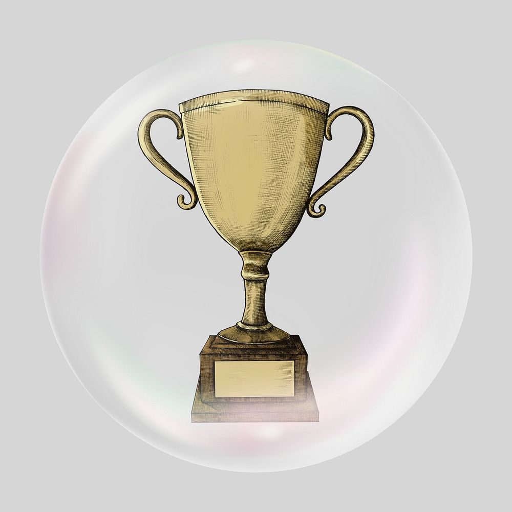 Trophy drawing bubble effect collage element