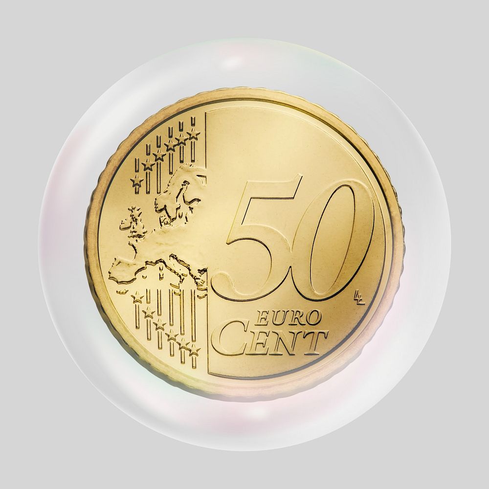 50 cent Euro bubble effect collage element