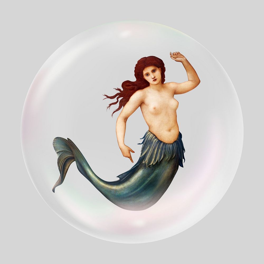Mermaid bubble effect collage element