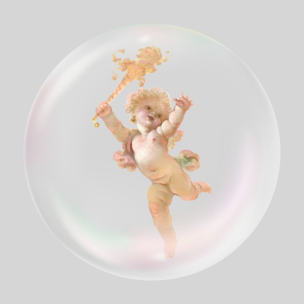 Cute angel bubble effect collage element