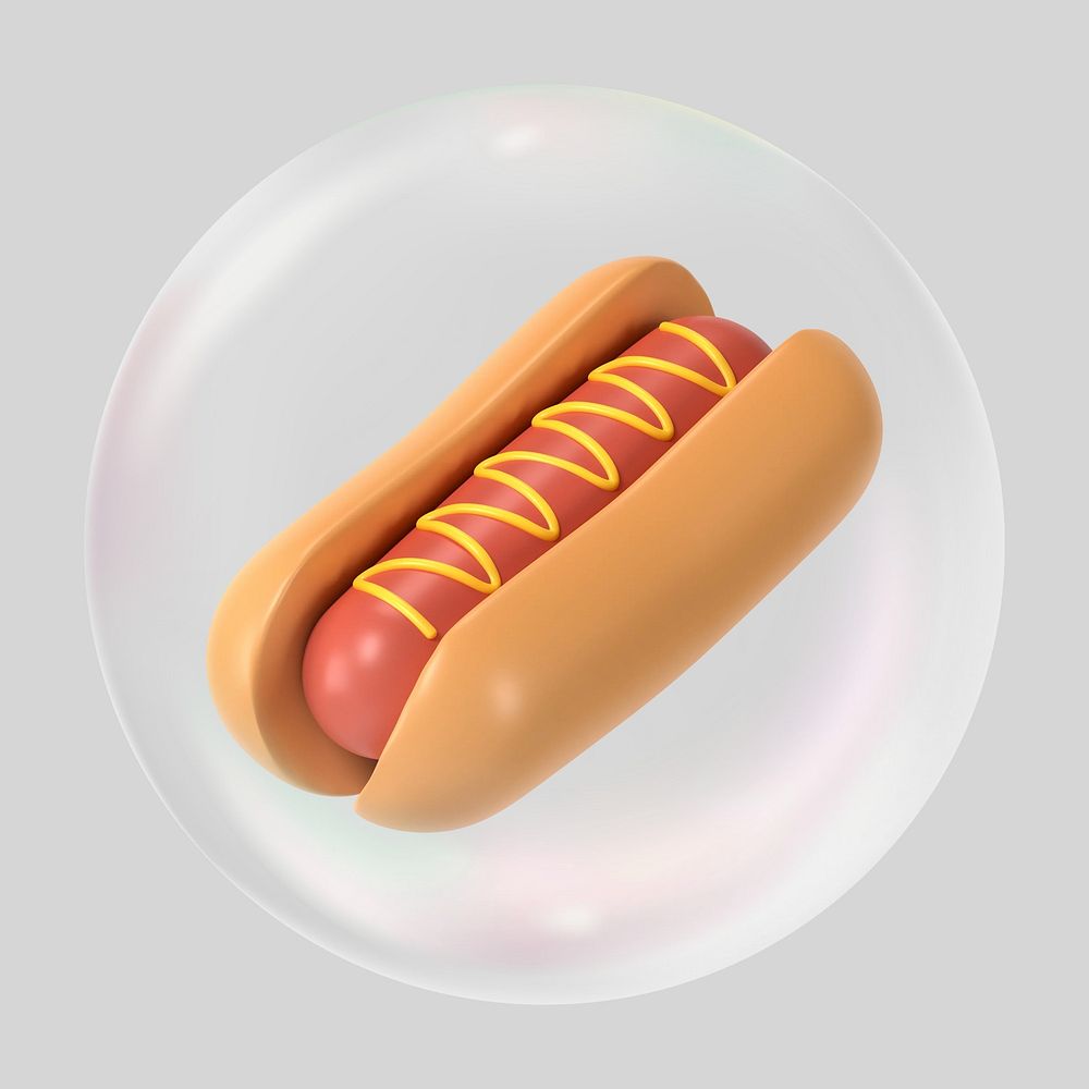 3D hot dog bubble effect collage element