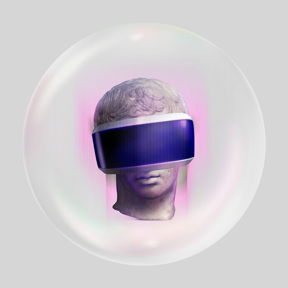 VR technology bubble effect collage element