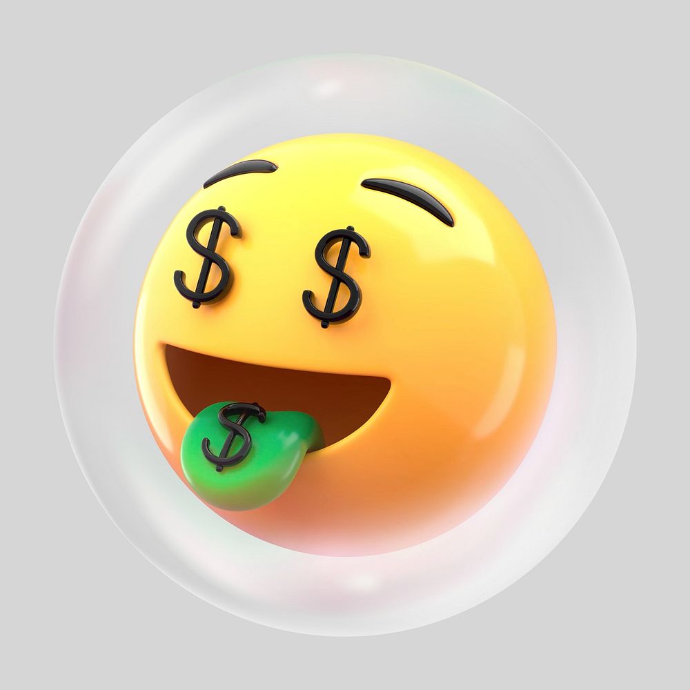 Money face emoticon bubble effect collage element