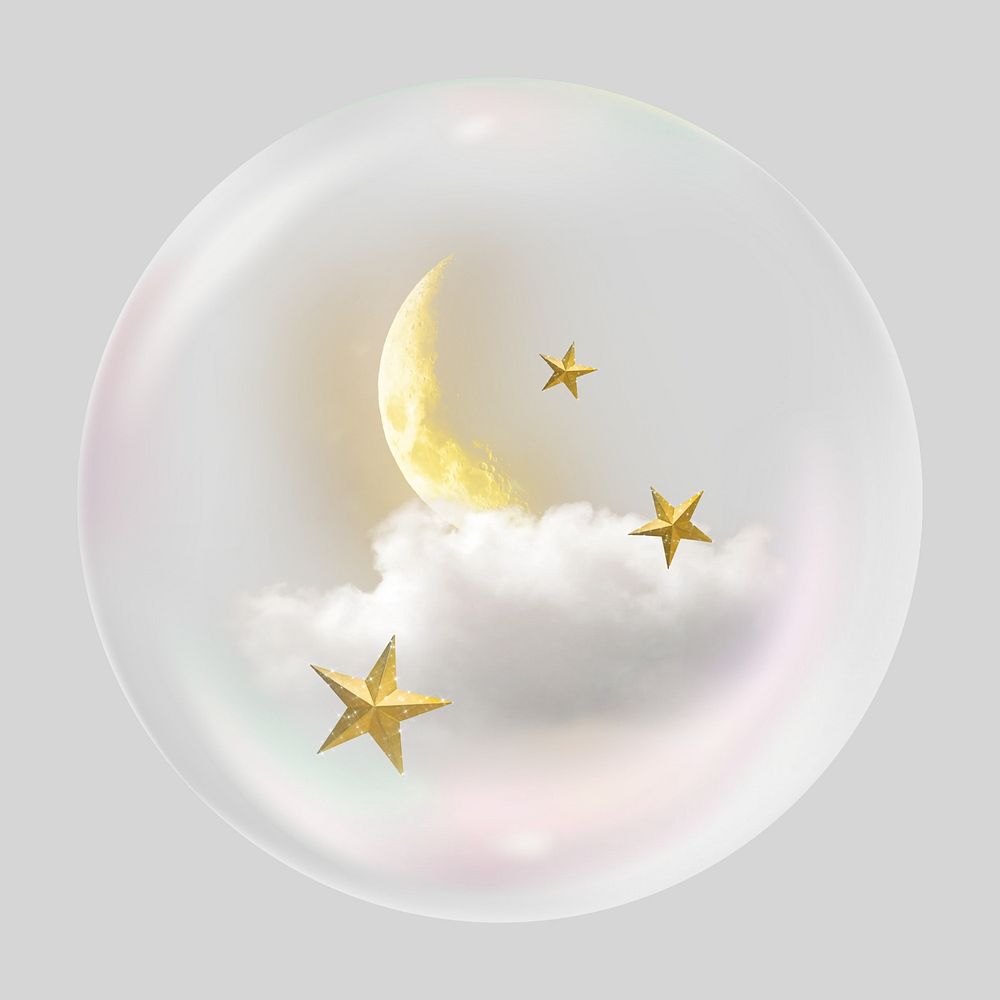 Night sky bubble effect collage element