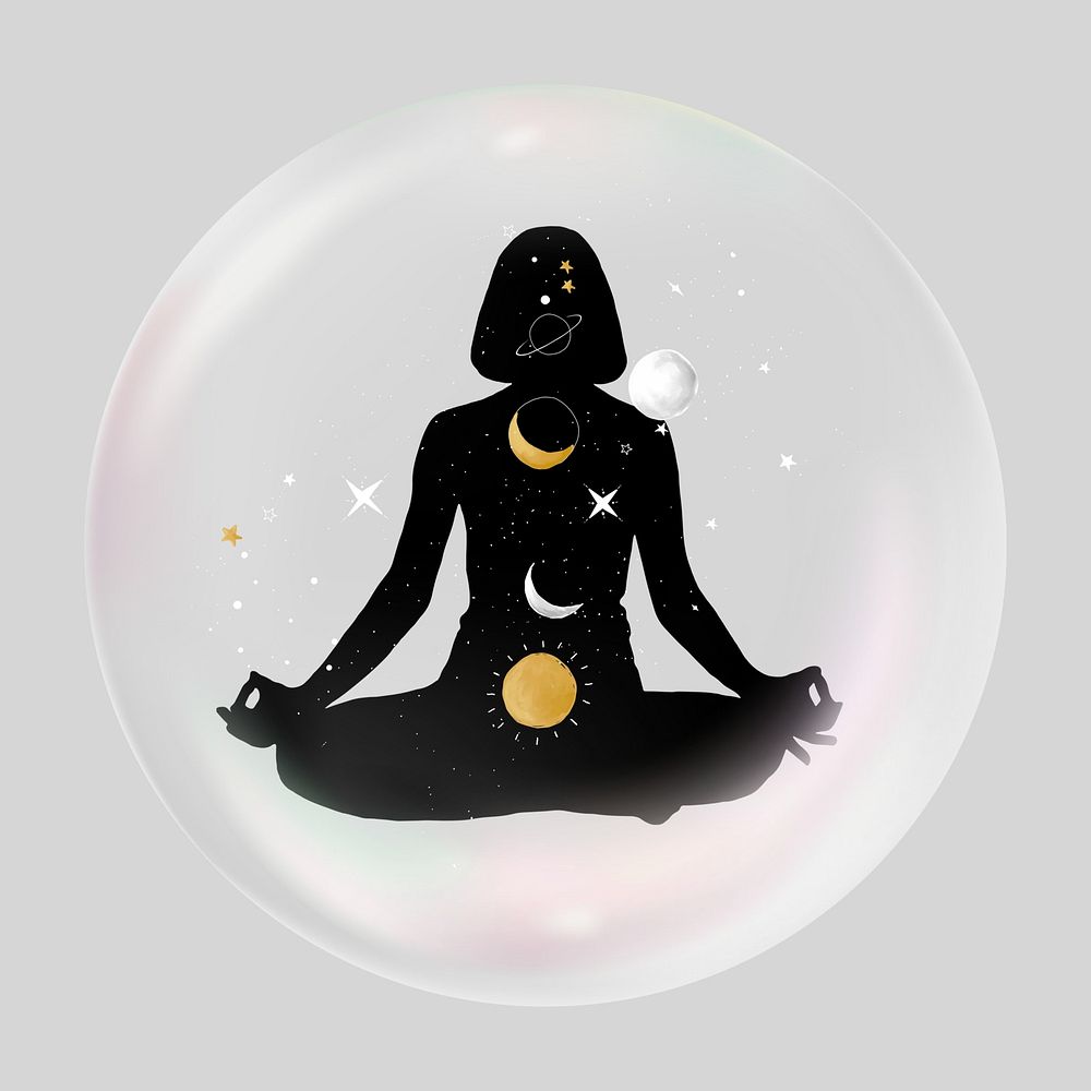 Spiritual woman bubble effect collage element