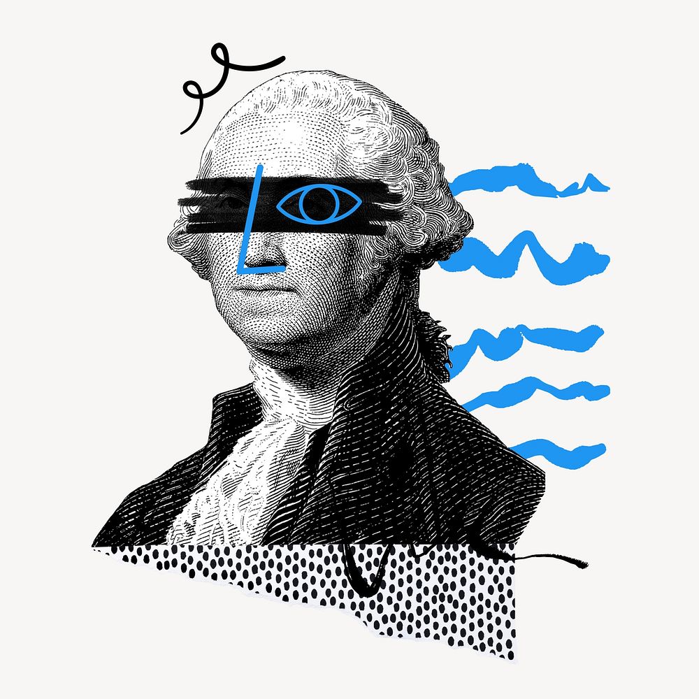 President George Washington doodle collage. Remixed by rawpixel.