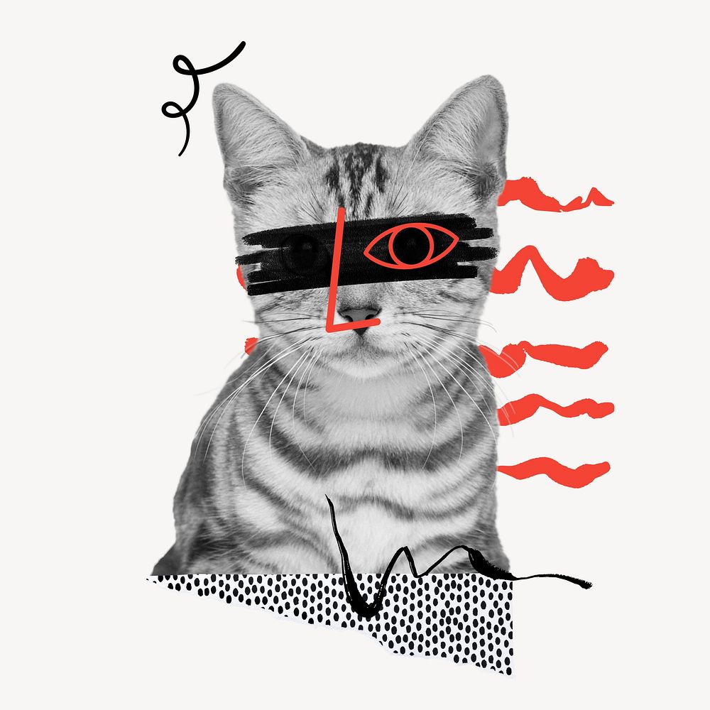 American shorthair cat doodle collage. Remixed by rawpixel.