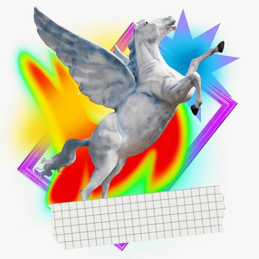 Pegasus element, colorful gradient shape tape design