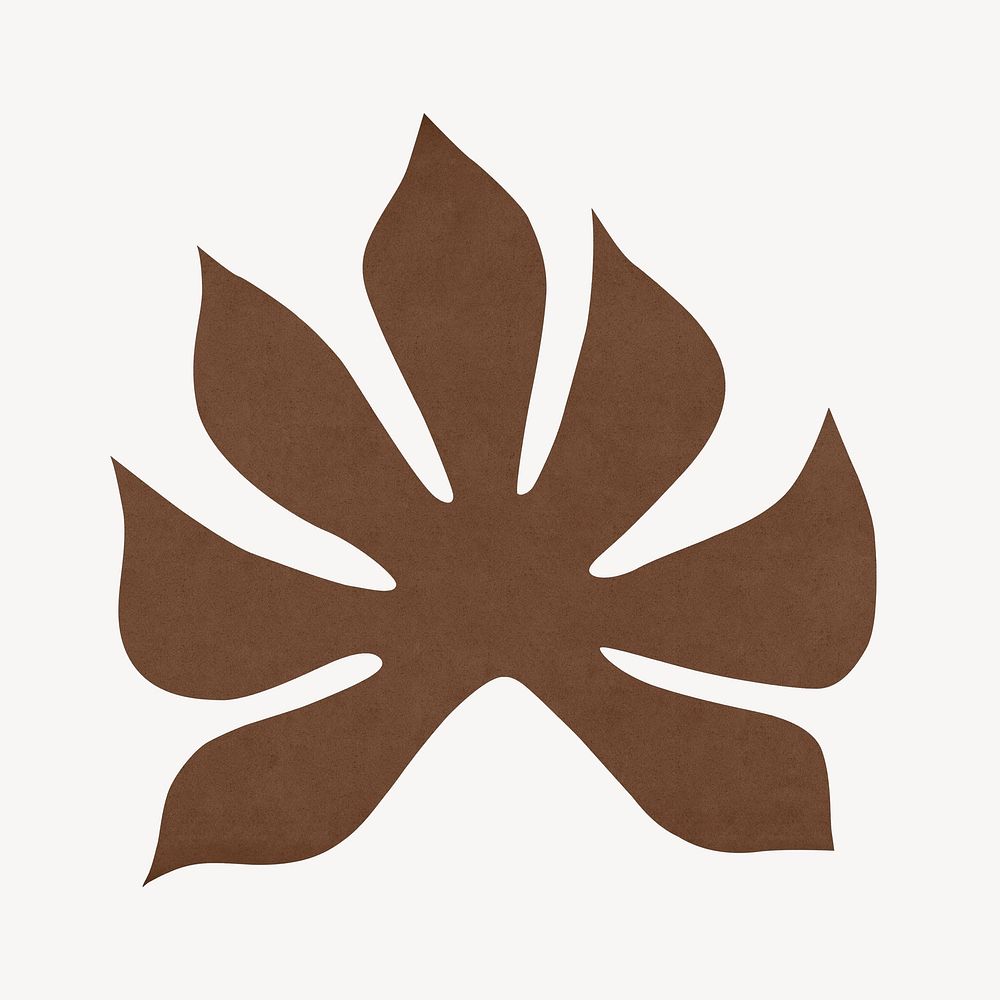 Brown leaf, paper craft element psd
