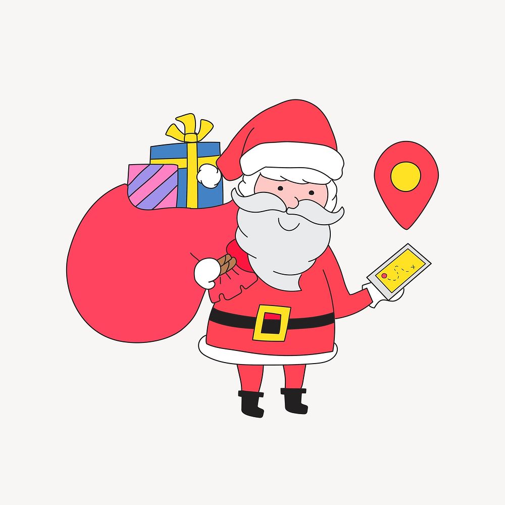 Santa Claus with GPS illustration vector