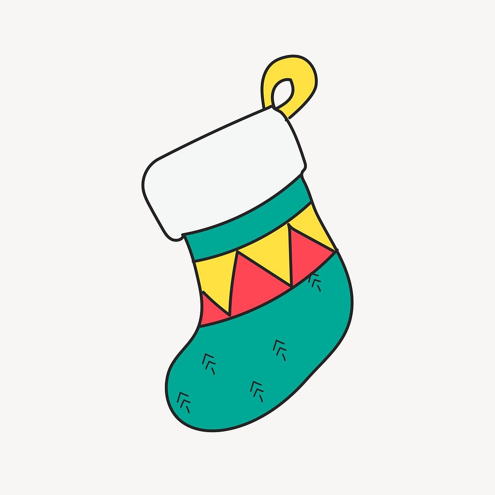 Green Christmas stocking illustration vector