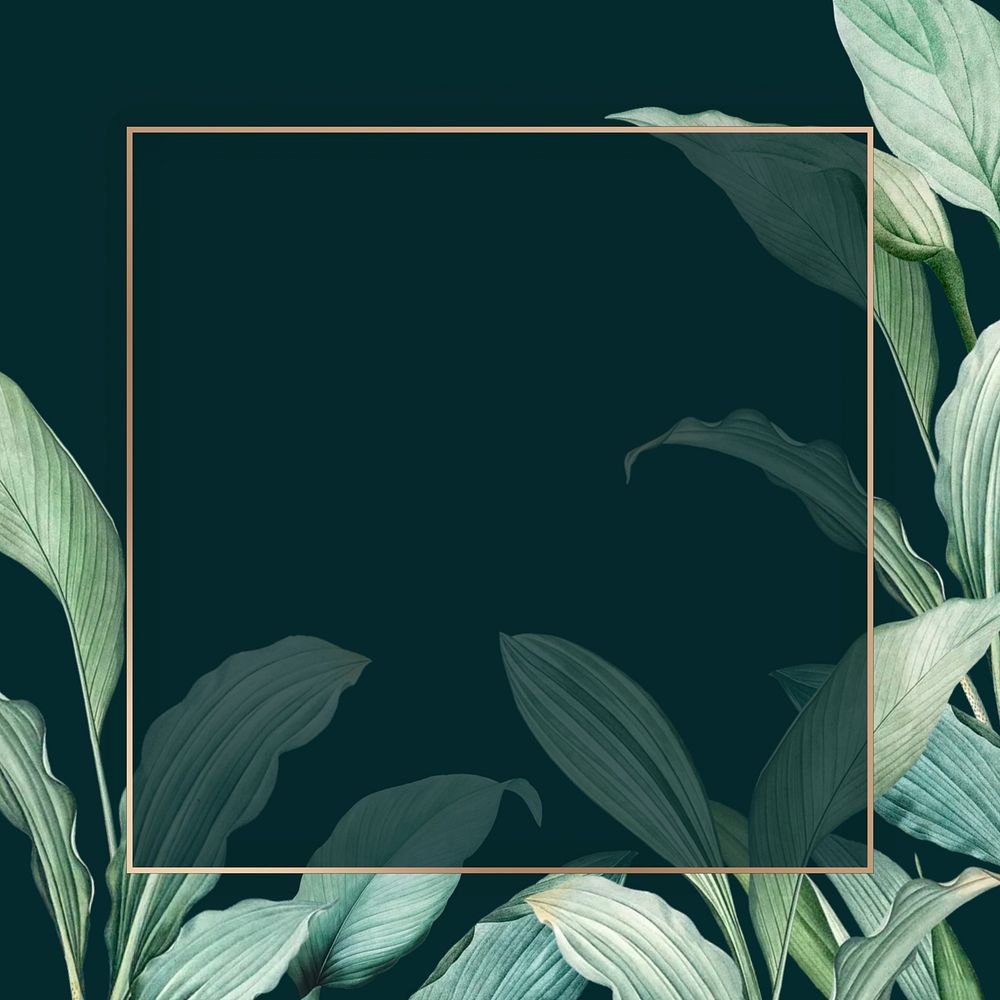 Tropical gold frame, dark green design