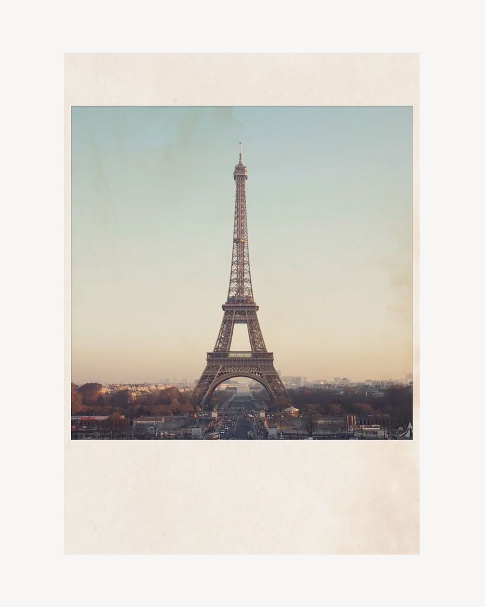 Eiffel tower, France in instant film frame