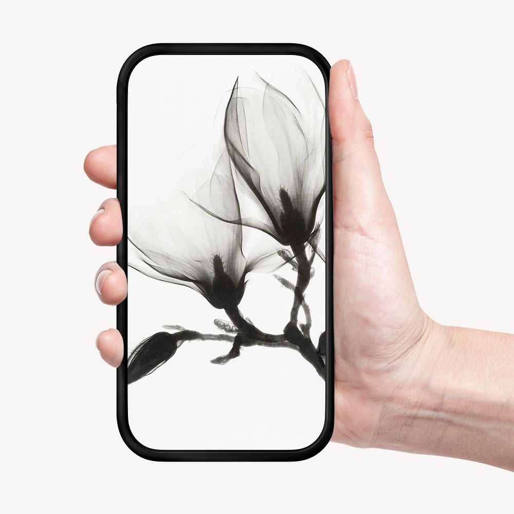 Abstract flower phone screen mockup, editable design psd