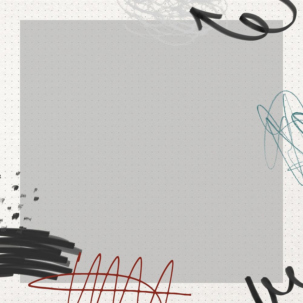 Abstract messy scribble background, off-white frame design