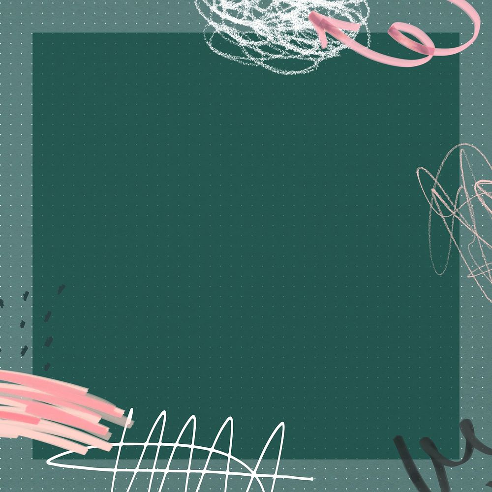 Abstract messy scribble background, green frame design