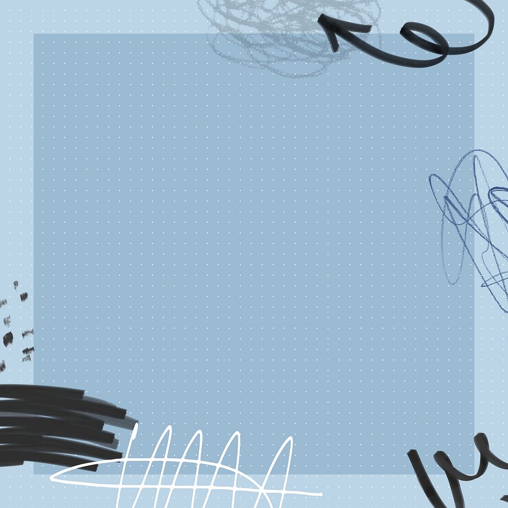 Abstract messy scribble background, blue frame design