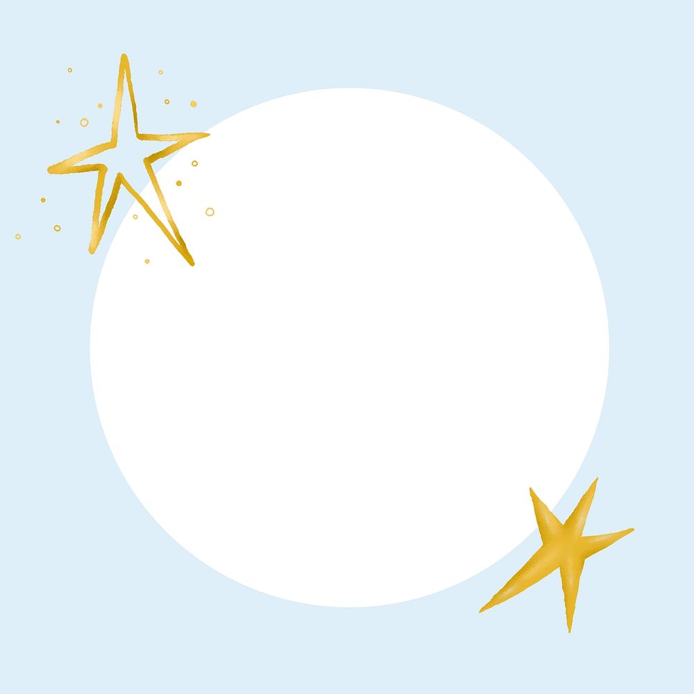 Blue circle frame background, gold stars