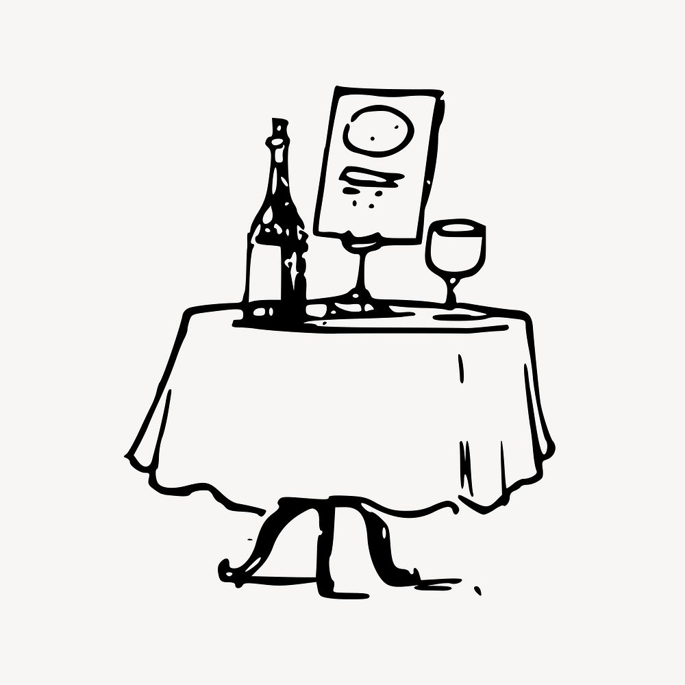 Wine table clip art vector. Free public domain CC0 image.
