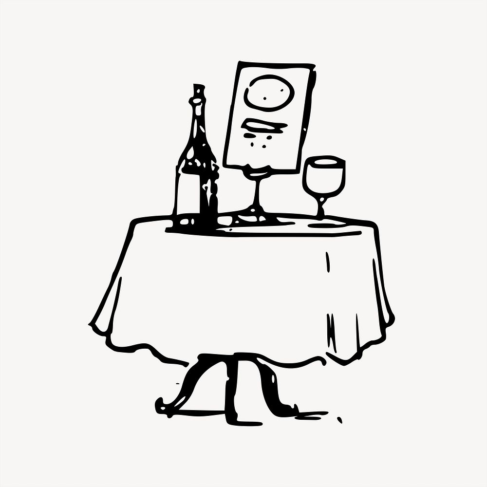 Wine table clip art. Free public domain CC0 image.