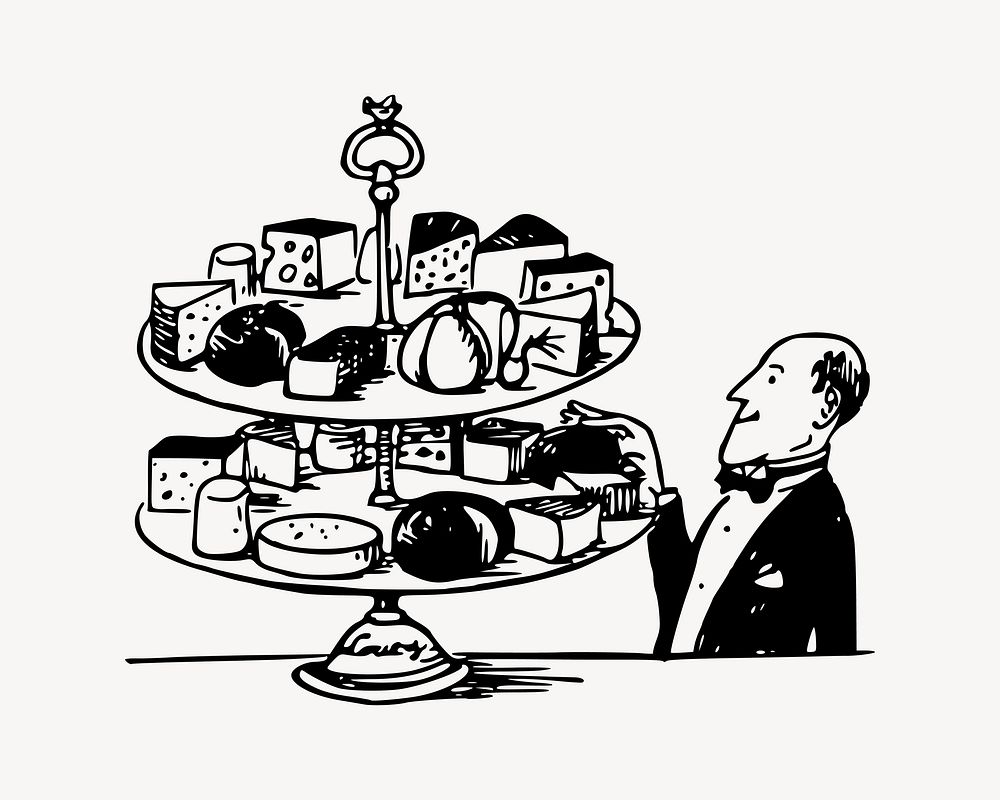 Cheese butler clipart, illustration vector. Free public domain CC0 image.