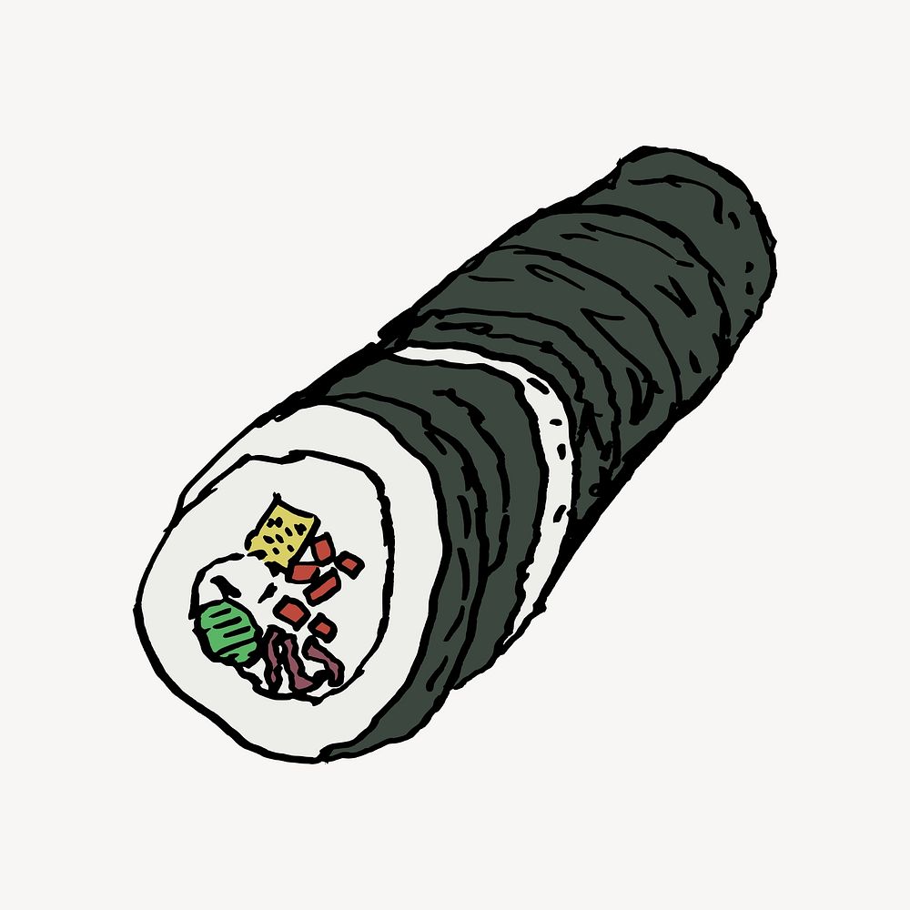 Sushi Japanese food illustration. Free public domain CC0 image.