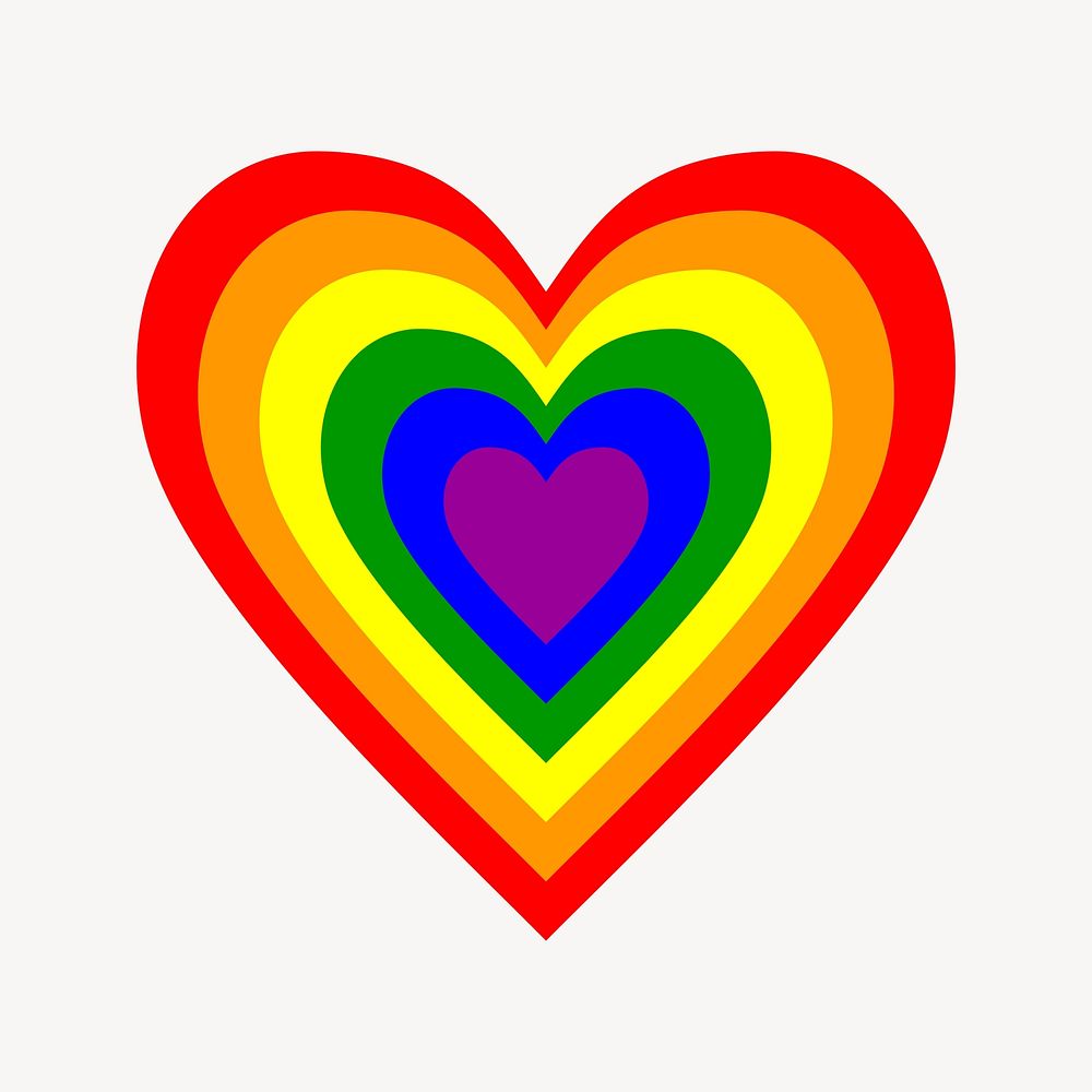 LGBTQ rainbow heart clipart vector. Free public domain CC0 image.