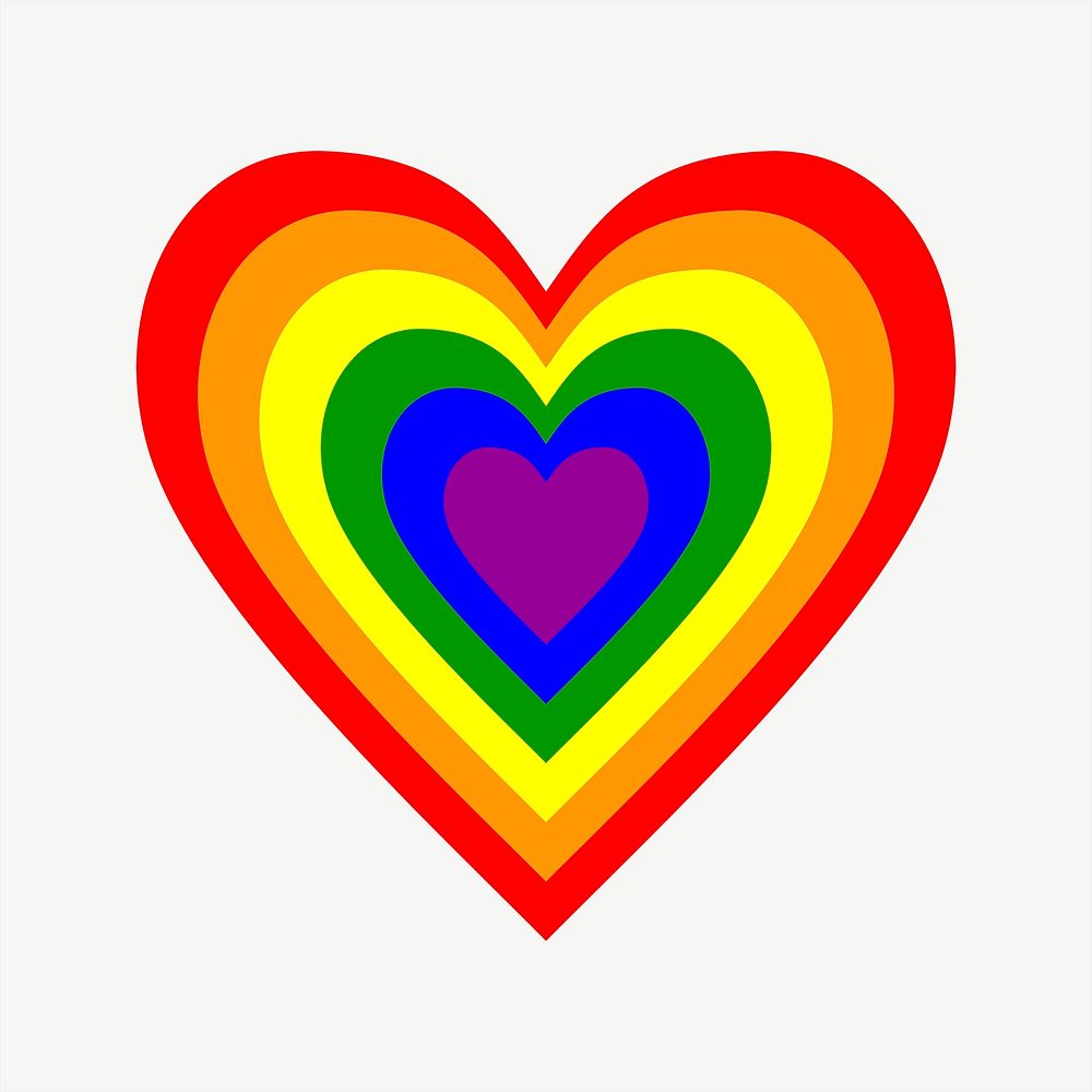 LGBTQ rainbow heart clipart psd. Free public domain CC0 image.